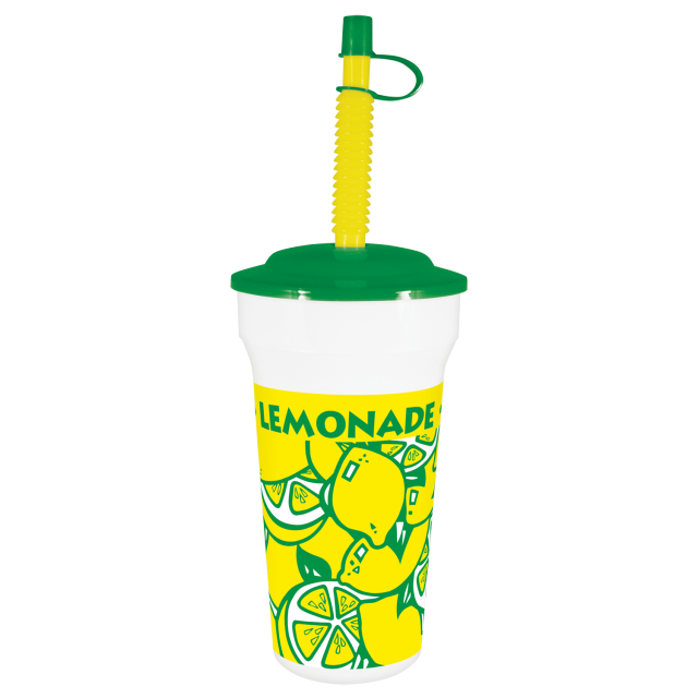 Tall Plastic 16 oz Lemonade Cup with Dome Style Lid