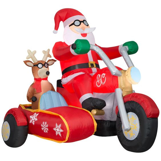 Santa on Motorcycle with Sidecar 2022 Christmas Inflatable